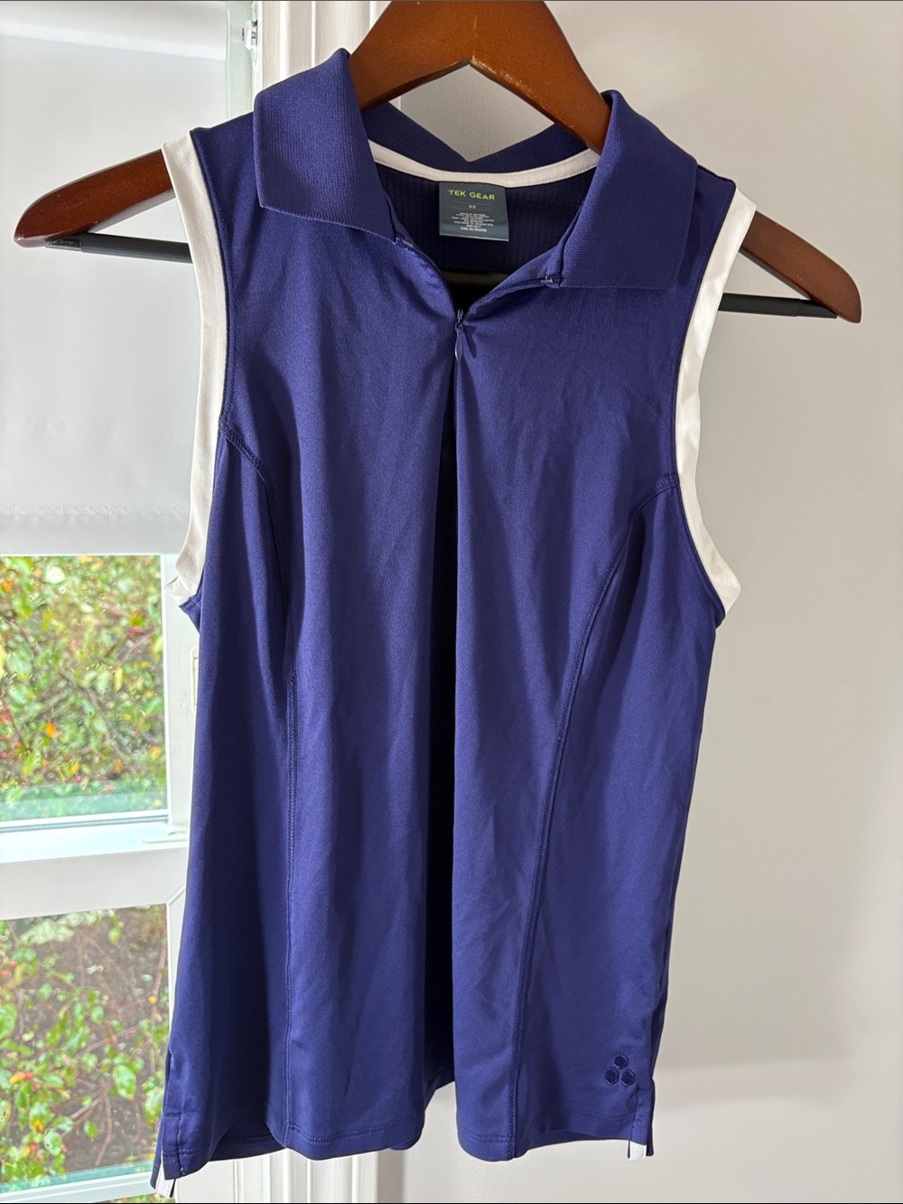 tek gear Navy Sleeveless Polo Top with White Trim